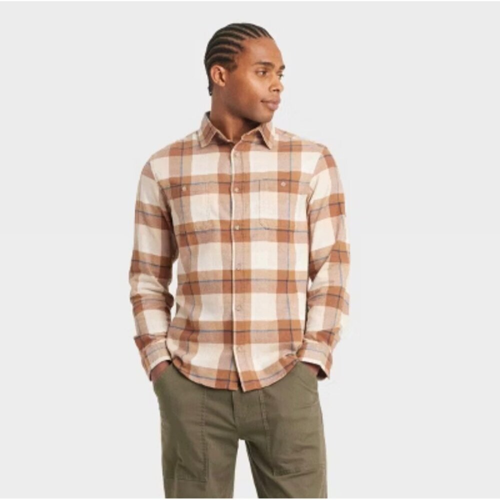 Goodfellow Men's Long Sleeve Midweight Plaid Flannel Button-Down Size XXL NWT